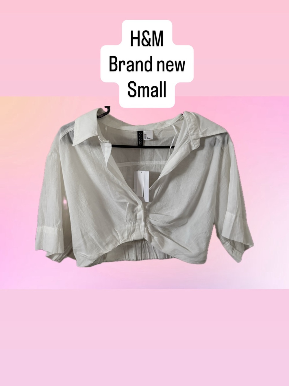 Divided White Twist-Front Cropped Shirt